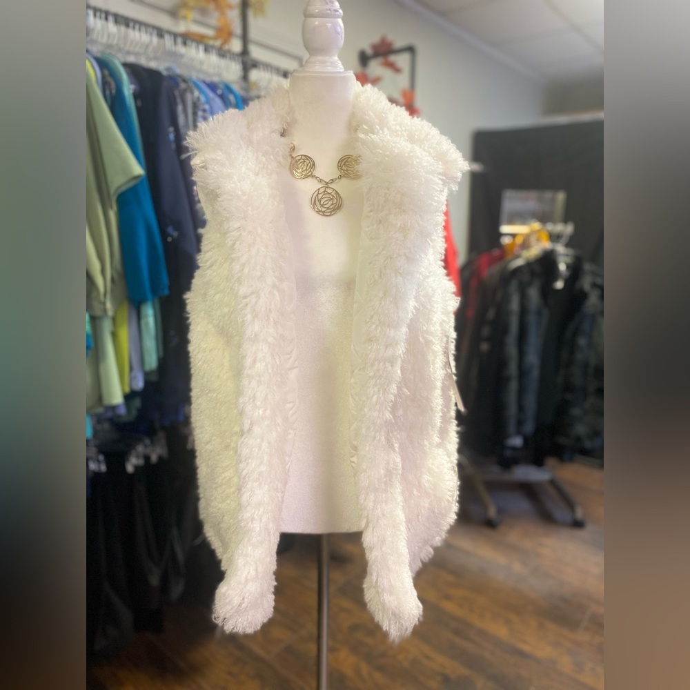 Women's White Faux Fur Vest